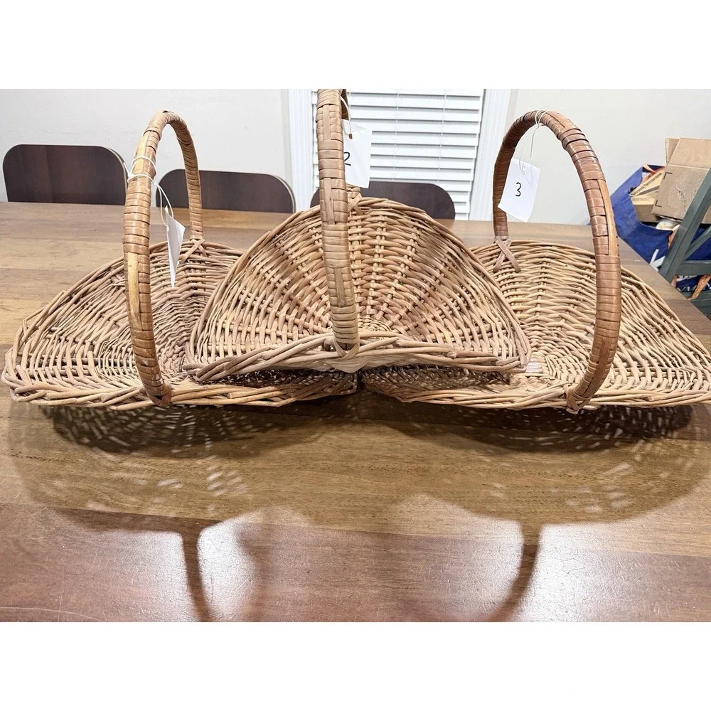 3 Vintage Large Gathering Baskets Well Made 14
